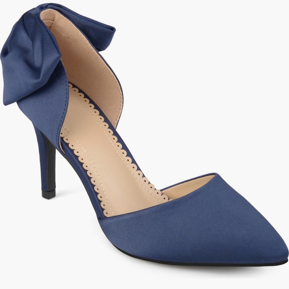 Bridal shoes - fall heels - midnight navy bow pumps